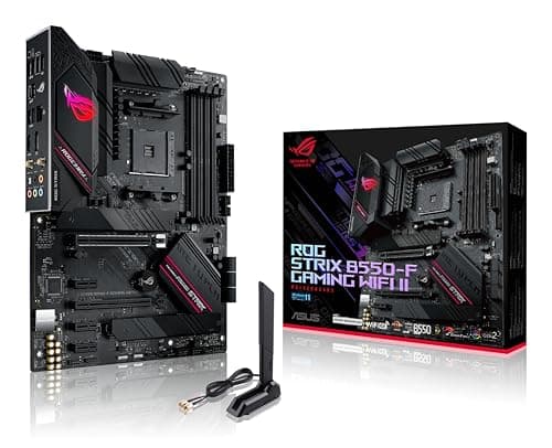 ASUS ROG Strix B550-F Gaming WI-FI II Mainboard Sockel AMD AM4 (AMD B550, ATX, PCIe 4.0, WiFi 6E, SATA 6Gbit/s, USB 3.2 Gen 2, Aura Sync, Two-Way AI Noise Cancelation)