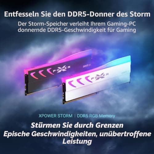 Silicon Power DDR5 32GB (2x16GB) Storm RGB 6000MT/s (PC5-48000) 288-pin CL36 1.35V UDIMM Desktop Arbeitsspeicher RAM SP032GXLWU60FFDL Weiß Bild 4