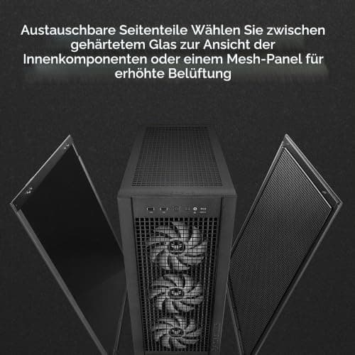 ASUS TUF Gaming GT302 ARGB Black Mid-Tower-ATX-Gehäuse (4x 140 x 28-mm-ARGB-Lüfter, austauschbare Seitenteile, unterstützt ATX-Mainboards mit versteckten Anschlüssen, Mesh-Frontpanel, schwarz) Bild 6