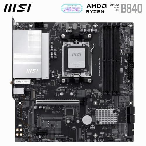 MSI PRO B840M-P WIFI6E Mainboard, mATX - Unterstützt AMD Ryzen 9000/8000 / 7000 Prozessoren, AM5 - DDR5 Memory Boost (8000+ MT/s OC), PCIe 4.0 x16, M.2 Gen4, Wi-Fi 6E, 2.5G LAN Bild 4
