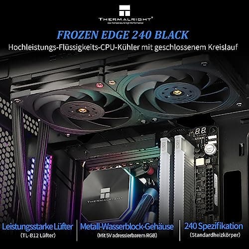 TR Frozen Edge 240 CPU Wasserkühler Schwarz mit PWM-Lüftern, Pumpengeschwindigkeit 3300RPM, S-FDB Lager, für AMD AM4/AM5, Intel LGA1150/1155/1200/1700/2011(FE240 Black) Bild 4