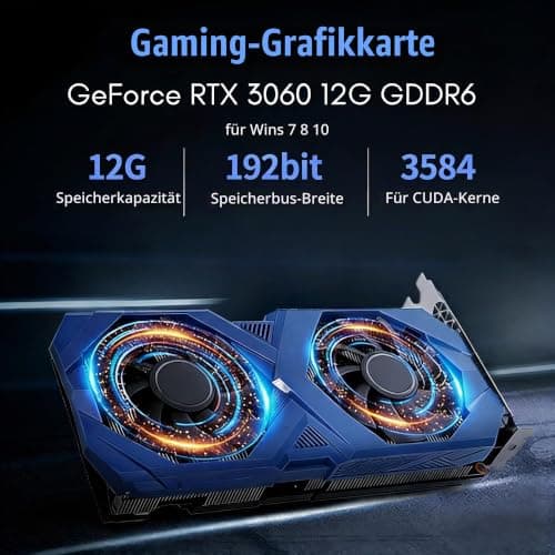 RTX 3060 12GB Gaming Grafikkarte (Nvidia GeForce) GDDR6 192 Bit, PCIe 4.0, 1x HDMI, 3X DisplayPort, 15000MHz, PC Grafikkarte mit Dual-Lüfter-Kühlung für Wins 7/8/10 Bild 4