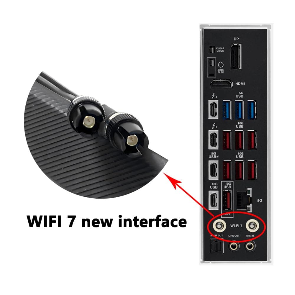 JINTAI WiFi 7 tragbare drahtlose Netzwerkantenne mit Magnetfuß für Gigabyte Z890 B850M B860M Elite WIFI6E Ice B850 X870E B860 B860I Z890 Z890M B850 B850M B850I B650E Z890 B850M 0 B85 0 m (schwarz) BLACK Bild 7