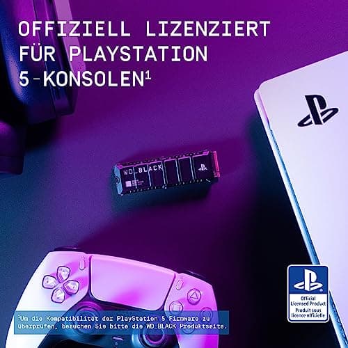 WD_BLACK SN850P 1 TB NVMe SSD Offiziell Lizenziert für PS5 Konsolen (interne Gaming SSD; optimierter Kühlkörper; PCIe Gen4 Technologie, bis zu 7.300 MB/s Lesen, M.2 2280) Bild 3