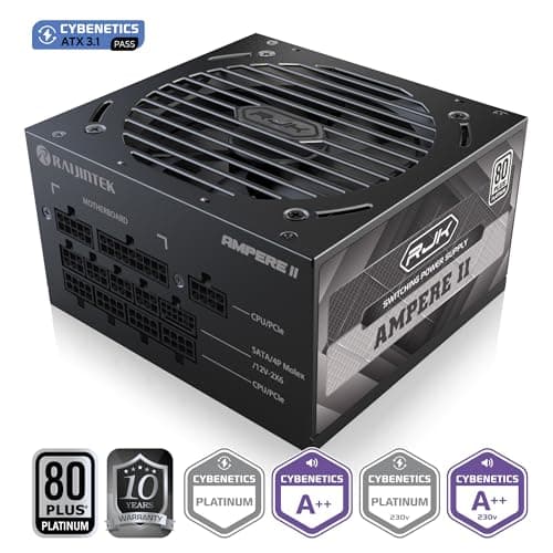 RAIJINTEK Ampere II 850W Netzteil, 80 Plus Platin, ATX 3.1, Vollmodular, PCIe 5.1 12V-2x6 Anschluss, Kompaktes Design, 10 Jahre Garantie – Schwarz 850W Schwarz Bild 3