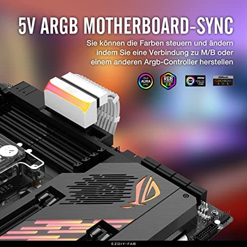 EZDIY-FAB ATX 24-Pin 90-Grad-Stromanschluss 5V 3 Pin ARGB Rainbow Buchse auf Stecker Netzteil für Computer Motherboard ATX Netzteil-1 Pack-Weiß Bild 8