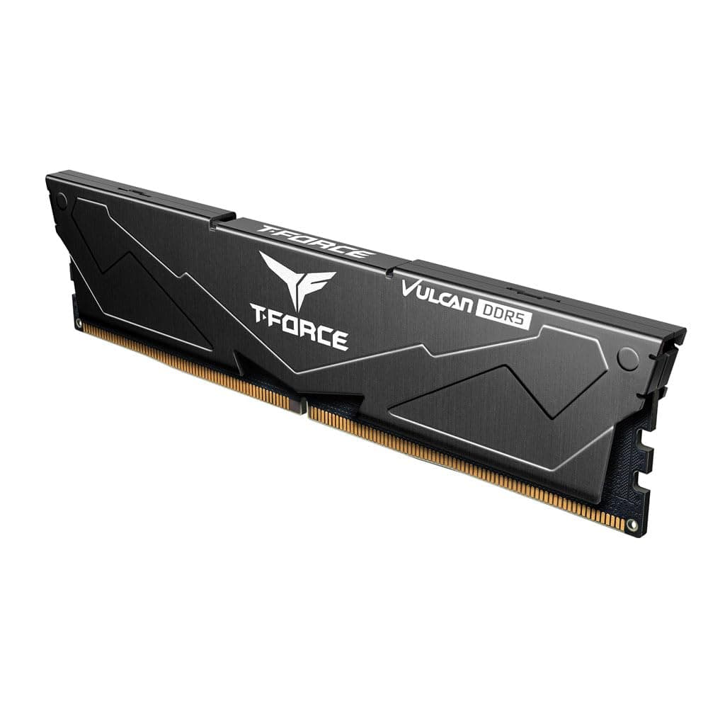T-FORCE Vulcan DDR5 Desktop-Gaming-Speicher, 32 GB (2 x 16 GB), 6000 MHz, CL30, Intel XMP 3.0 & AMD EXPO zertifiziert, One-Click-Übertaktung, PMIC-Kühlung, On-Die-ECC (schwarz) Bild 3
