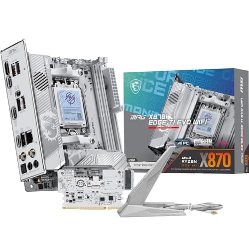 MSI MPG X870I Edge TI EVO WiFi Mainboard, ATX - Unterstützt AMD Ryzen 9000/8000 / 7000 Prozessoren, AM5-110A SPS VRM, DDR5 Memory Boost 8200+MT/s (OC), PCIe 5.0 x16, M.2 Gen5, Wi-Fi 7, 5G LAN