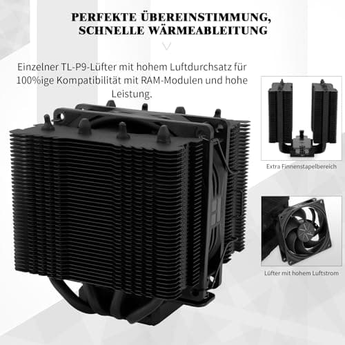 Thermalright Peerless Assassin 90 SE Schwarz CPU-Luftkühler, Dual-Tower-Kühler, 110mm hoher CPU-Lüfter, Computer-Radiator, für AMD:AM4 AM5/Intel LGA 1851/1700/115X/1200（PA90SE Schwarz） Bild 7