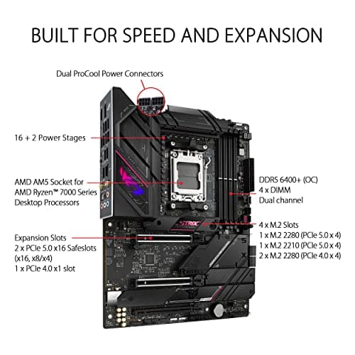ASUS ROG Strix B650E-E Gaming WiFi Mainboard Sockel AMD AM5 (Ryzen 7000, ATX, DDR5 Speicher, 16+2 Power Stages, USB 3.2 Gen 2x2 Typ-C, PCIe 5.0, Q-Release, WiFi 6E, Aura Sync) Bild 4