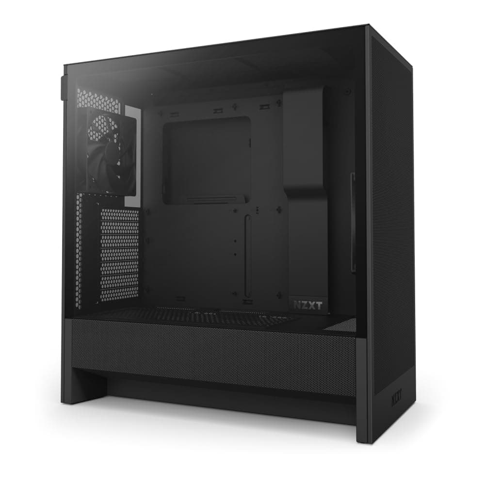 NZXT H5 Flow - Compact ATX Mid-Tower PC Gaming Case - High Airflow - 2 x 120mm Fans Included - 360mm Front & 240mm Top Radiator Support - Cable Management System - Tempered Glass - Black Flow Schwarz