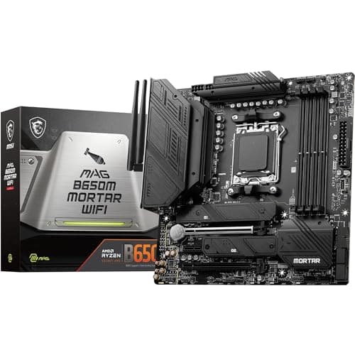 MSI MAG B650M Mortar WiFi Mainboard, Micro-ATX - Unterstützt Ryzen 9000, 8000 & 7000 Serie Prozessoren, AM5-12 Duet Rail 80A VRM, DDR5 6400+MHz/OC, 2 X PCIe 4.0 X16, 2 X M.2 Gen4, Wi-Fi 6E