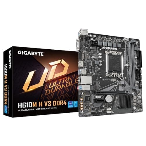 GIGABYTE H610M H V3 DDR4 Mainboard - Unterstützt Intel Core Prozessoren 14th CPUs, 4+1+1 Hybrid Phases Digital VRM, up to 3200MHz DDR4, 1xPCIe 3.0 M.2, GbE LAN, USB 3.2 Gen 1