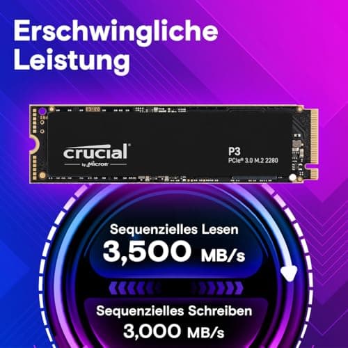 Crucial P3 500GB M.2 PCIe Gen3 NVMe Interne SSD 3D NAND, bis zu 3500MB/s - CT500P3SSD8 Bild 3
