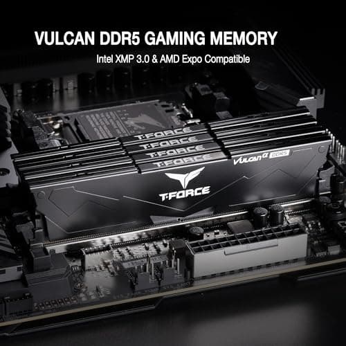TEAMGROUP T-Force FLABD564G6000HC38JDC01 Vulcan Alpha DDR5 Ram 64GB Kit (2x32GB) 6000MHz (PC5-48000) CL38 Desktop-Speichermodul RAM AMD optimierter Speicher, Schwarz Bild 4
