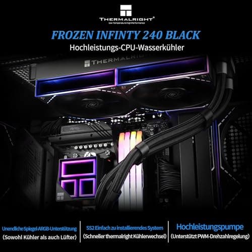 Thermalright Frozen Infinity 240 BLACK CPU-Wasserkühler, 240 Aio CPU-Kühler, Doppel-TL-M12-PWM-Lüfter, Infinity Mirror CPU-Kühler, für AMD/AM4/AM5, Intel LGA1851/1700/1150/1151 Bild 4