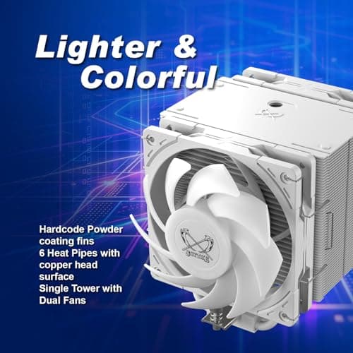 Scythe Mugen 6 CPU Air Cooler, Intel LGA1700, LGA1151, AMD AM5/AM4/Ryzen 120mm, Singel Tower, Aluminium Top Cover (Mugen 6 White ARGB) Bild 4