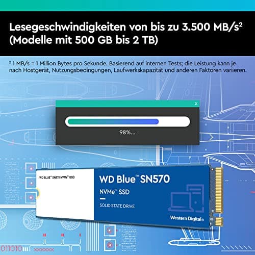WD BLUE SN570 500GB M.2 2280 PCIe Gen3 NVMe up to 3500 MB/s read speed Festkörper-Laufwerk Bild 6