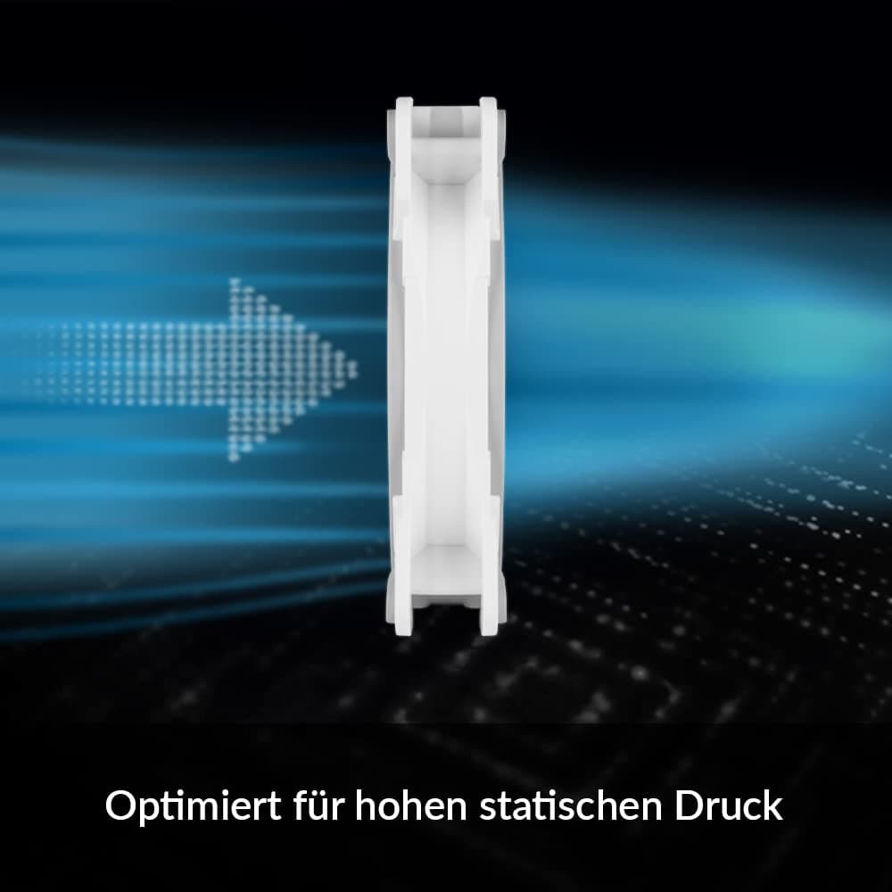 ARCTIC Bionix P140-140 mm Gaming Gehäuselüfter, PWM PST-Sharing-Funktion, Optimiert für statischen Druck, Kühler, RPM synchron, 200-1950 U/min. - Grau/weiß Bild 3