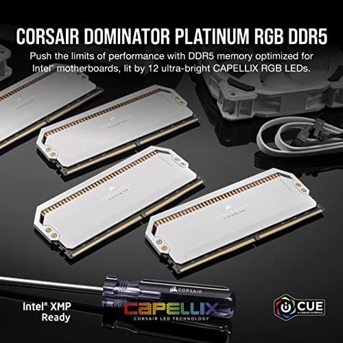 Corsair Dominator Platinum RGB DDR5 RAM 32GB (2x16GB) 5200MHz CL40 Intel XMP iCUE Kompatibel Computer Speicher - Weiß (CMT32GX5M2B5200C40W) Weiß 32GB (2x16GB) Bild 4