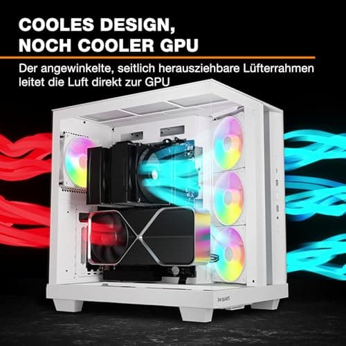 be quiet! Light Base 500 LX White PC-Gehäuse, vollständig verglaste Front- und Seitenpaneele, Show Case, Dual Chamber Design, ARGB-Lüfter-Hub, 4 Light Wings LX PWM-Lüfter rückseitiges Anschlussdesign Bild 4