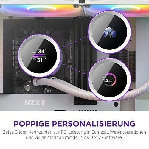 NZXT Kraken Serie – AIO CPU-Flüssigkeitskühler – Anpassbares LCD-Display – Hochleistungs-Lüfter – Kompatibel mit Intel® & AMD® Sockel – 280 RGB – Weiß Bild 4