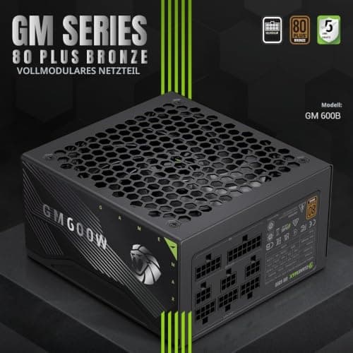 GAMEMAX GM 600B Netzteil PC 600W, Vollmodular, 80Plus Bronze, Active PFC & DC-to-DC, ATX Single 12V Rail, 140mm Lüfter, Hochwertige Kondensatoren, 7 Schutzfunktionen, 3 Jahre Garantie, Schwarz Bild 4