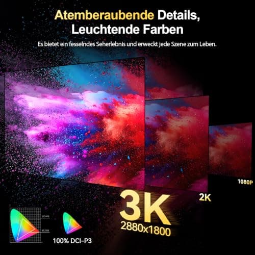 UPERFECT 3K OLED 120Hz 16 Zoll Portable Monitor 100000:1 500 Nits 2880*1800 DCI-P3 0.1ms Ansprechzeit 16:10 Bildschirm Mini HDMI USB C für PC Laptop Handy Spielkonsolen, Metallgehäuse, VESA-kompatibel 16 In Bild 8