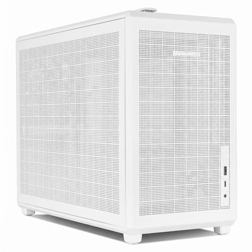 NOX Xtreme Products Hummer Refresh - Tragbares Micro ATX/ITX Mini-Tower Gehäuse, Full-Mesh-Design, inklusive 120mm PWM-Lüfter, Platz für 5 Lüfter, USB-C und 3.0, Weiß