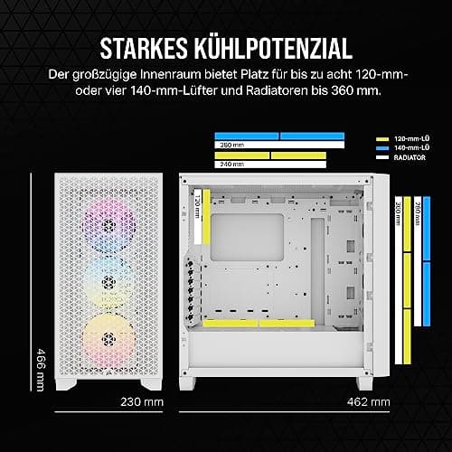 Case Pc - Corsair - 3000d Rgb Airflow - MiD-Tower Atx - 3 Ventole Ar120 Rgb - Bianco - (cC-9011256-Ww) 3000D RGB AIRFLOW Weiß Bild 6