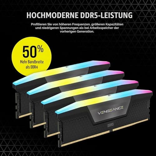 Corsair Vengeance RGB DDR5 RAM 64GB (4x16GB) 6600MHz CL32 Intel XMP iCUE Kompatibel Computer Speicher - Schwarz (CMH64GX5M4B6600C32) Bild 6
