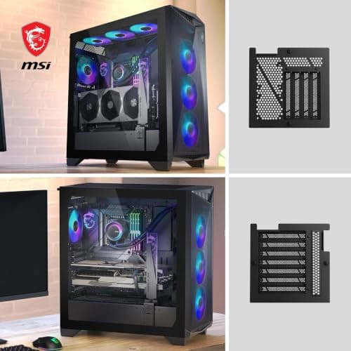MSI MPG GUNGNIR 300R Airflow Mid-Tower PC-Gehäuse - E-ATX Unterstützung, Grafikkartenständer, schaltbare Halterung, ARGB-PWM-Lüfter, Staubfilter, Kabelführung, USB 3.2 Gen 2x2 Typ-C Bild 5