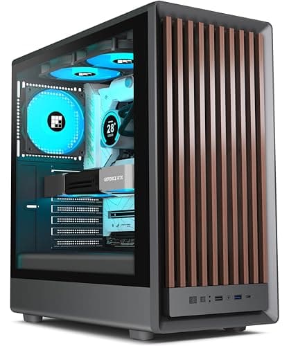 FOIFKIN M1 PC-Gehäuse ATX mit 4 PWM ARGB-Lüftern, Front aus Walnussholz,Computer Gehäuse Mid-Tower,Hoher Luftstrom,240mm Kühlerunterstützung,ATX-Gehäuse Schwarz,Gaming PC-Gehäuse,Type-C(Schwarz, M1) M1 Schwarz Bild 2