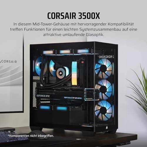 CORSAIR 3500X Mid-Tower ATX PC-Gehäuse - Gehärtetes Panorama-Glas - Umgekehrte Verbindung Motherboard-Kompatibel - Keine Lüfter Enthalten - Schwarz Bild 3