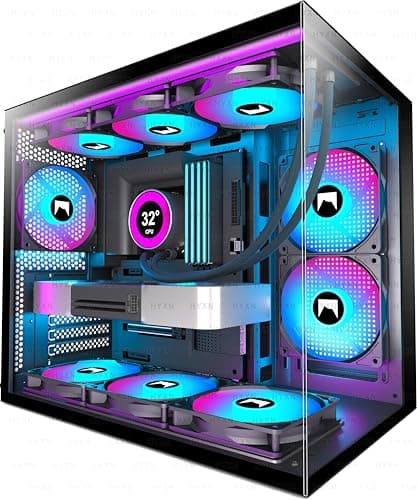 H3(2026) PC Gehäuse ATX – Vorinstallierte 3 ARGB Lüfter, Kompakter ATX Dual Kammer Mid Tower Gaming PC Gehäuse, 360MM Rad Unterstützung,mit Type-C 3.2 (Schwarz-R) Bild 2