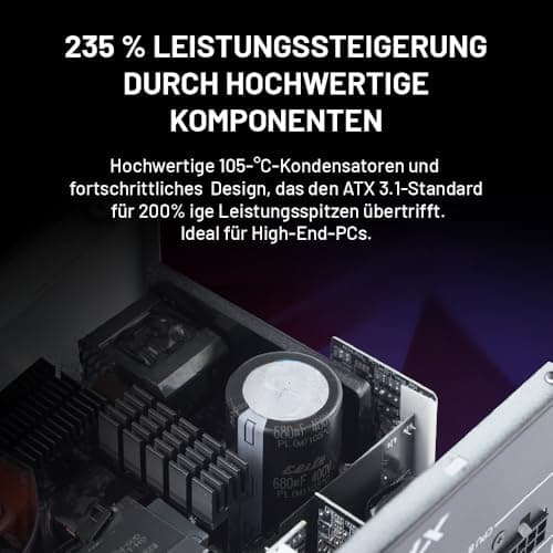XPG Core Reactor II VE 650 W, Schwarz, 80 Plus Gold PSU, FDB 120 mm Lüfter, 140 x 150 x 86 mm, ATX 3.1 / EPS v2.92 (COREREACTORIIVE650G-BKCEU) Bild 8