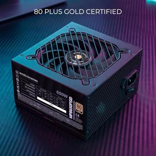 Mars Gaming MPB650PSID, PC-Netzteil 650W, 10 Jahre Garantie, 80Plus Gold 90%, Lüfter SI Extreme Silence, Technologien AI2-RPM, DC-DC und SMD, Anschlüsse ATX 3.1 und PCIe 5.1, Schwarz Bild 4
