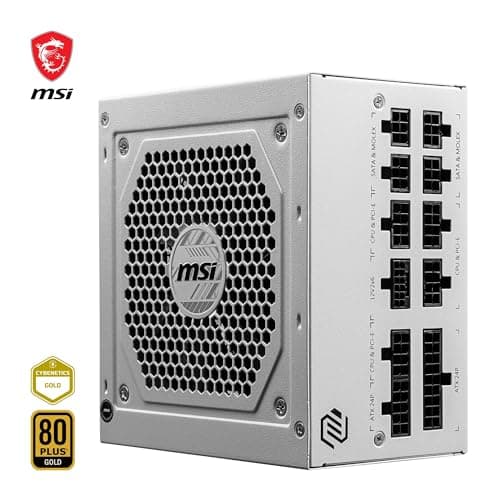 MSI MAG A850GL PCIE5 White Netzteil, 850W, 80 Plus Gold, vollständig modular, ATX 3.0, PCIe 5.0 GPU Unterstützung, 120mm FDB Lüfter, Full-Bridge LLC, Flat Black Kabel Bild 6