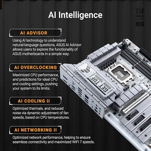 ASUS TUF Gaming Z890-PRO WiFi Mainboard Sockel Intel LGA 1851 (ATX, PCIe 5.0, DDR5, DisplayPort, HDMI, 2X Thunderbolt 4, 4X M.2, WiFi 7, Q-Release, Aura Sync) Bild 4