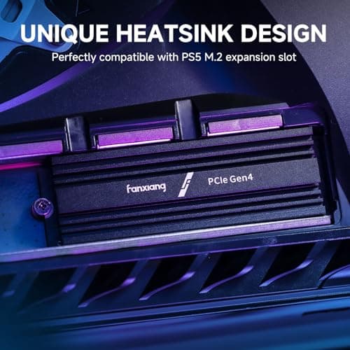 fanxiang NVMe SSD 1TB mit Heatsink, M.2 PCIe Gen4x4 Gaming Solid State Laufwerk mit SLC Cache, 7100MB/s Lesen, 3900 MB/s Schreiben, Interne Festplatte für PC PS5 Laptop Datenübertragung S880ER Bild 8