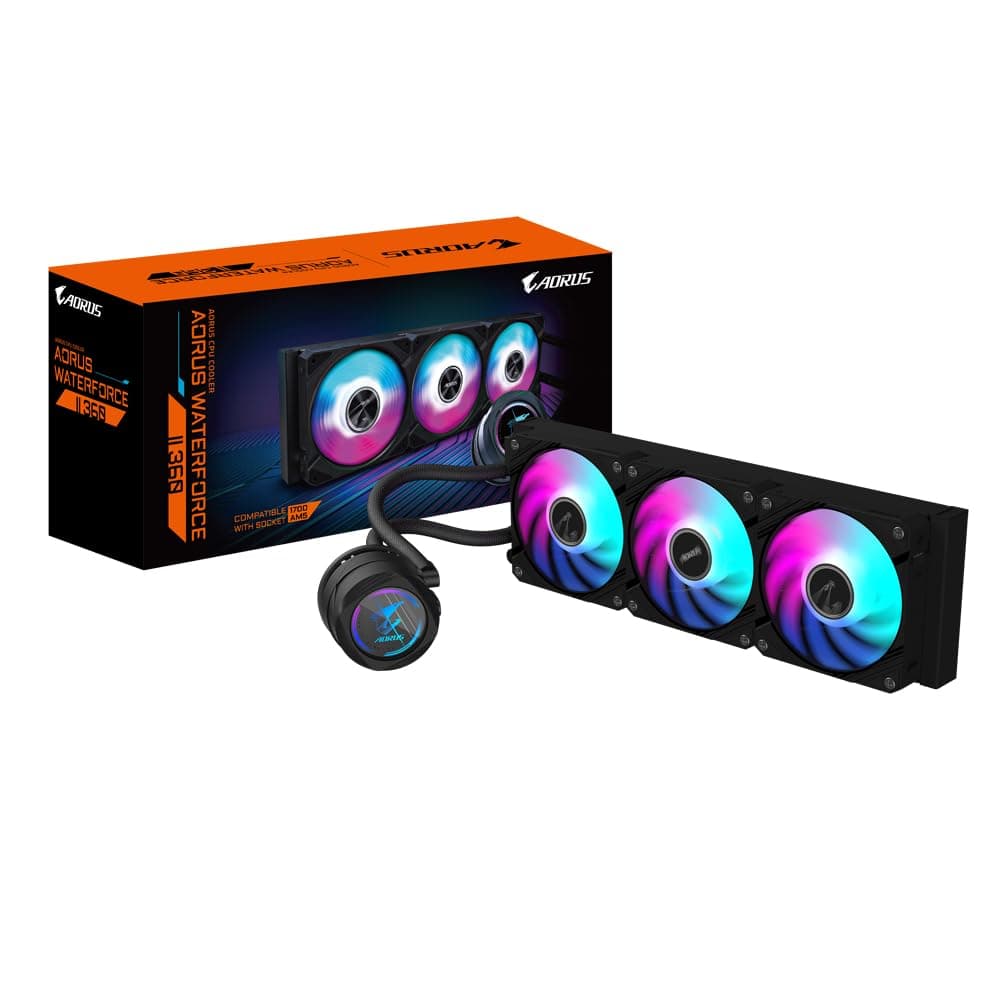 GIGABYTE AORUS WATERFORCE II 360 AIO Flüssigkeits-CPU-Kühler - 3x120mm ARGB-Lüfter, Schiebe-in-Verriegelungsmechanismus, Daisy-Chain, kompatibel mit Intel LGA 1851 und AMD AM5 Bild 2
