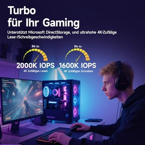 fanxiang S910 Pro 2TB PCIe 5.0x4 NVMe M.2 SSD, Lesegeschwindigkeiten von bis zu 14.000 MB/s, 10.000 MB/s Schreiben, Interne SSD, PCIe 4.0 abwärtskompatibel, SSD für Gaming, Videobearbeitung und AI Bild 8