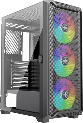 Xilence X613 XILENT BLADE II Gaming PC Gehäuse, 3x 120mm ARGB Lüfter, ATX Midi Tower Case, Mesh Front Panel für guten Airflow und PWM/ARGB Control Board, schraubenloses Glas Side Panel schwarz Midi Tower, mid 1 Bild 3