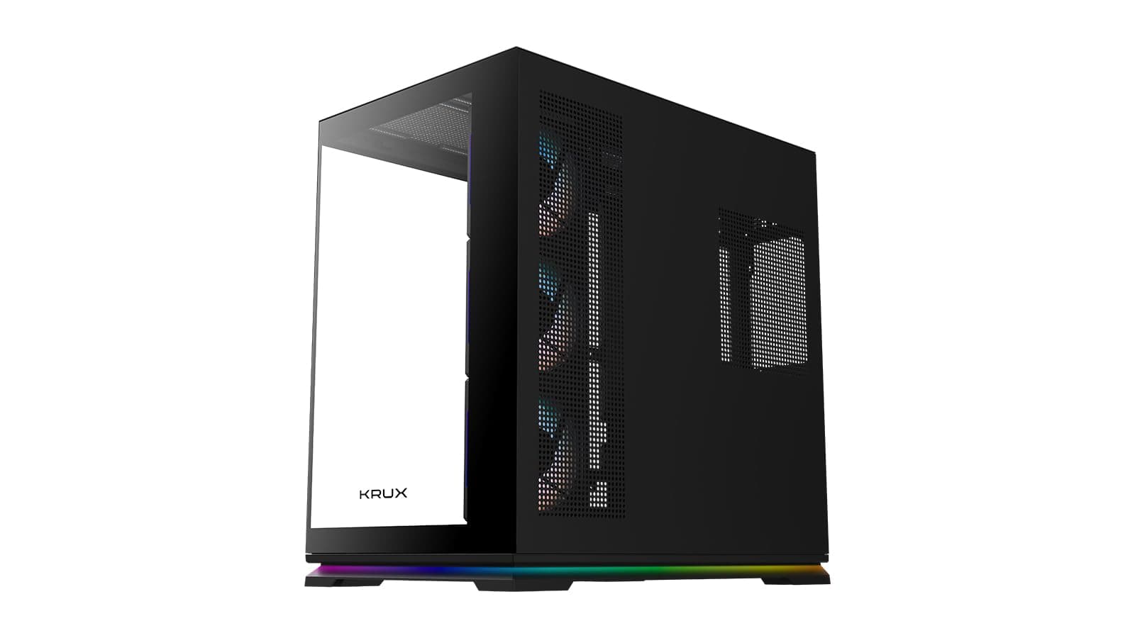 KRUX Atron PC Gehäuse ATX Gaming – Panoramisches gehärtetes Glas, 4X 120 mm ARGB PWM Lüfter, LED ARGB Streifen, USB-C, Airflow, GPU bis 420 mm, Computer Gehäuse Schwarz, Gaming Case Tower Bild 3