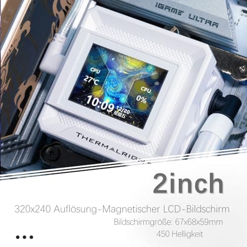 TR-Thermalright FW360 SE Black ARGB Liquid CPU Kühler, 2-Zoll-IPS-LCD-Bildschirm mit 320x240 Auflösung-Magnetisch,DIY-Bildschirmthema,360mm Aio,für AM4/AM5, LGA1851/1700 360mm Schwarz Bild 7