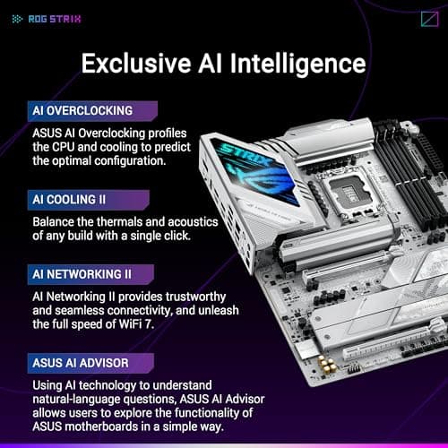 ASUS ROG Strix Z890-A Gaming WiFi Mainboard Sockel Intel LGA 1851 (ATX, Advanced AI, DDR5, WiFi 7, 5X M.2, PCIe 5.0, 2X Thunderbolt 4, Q-Release, DIMM Flex) Bild 4