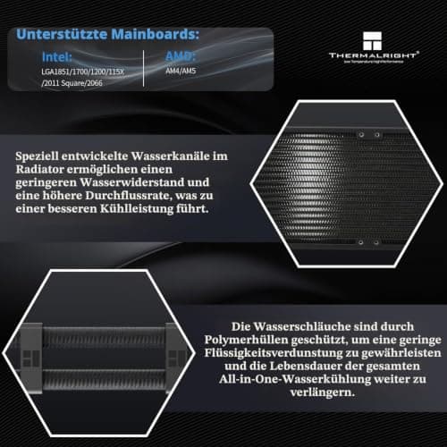 TR Peerless Vision 360 ARGB Black CPU-Wasserkühler,3 PWM-Lüfter-Wireless-Spleißen, IPS-LCD-Bildschirm mit 480x480 Auflösung-3,95-Zoll, für Intel LGA1851/1700,AM4/AM5, CPU-Flüssigkeitskühler Bild 6