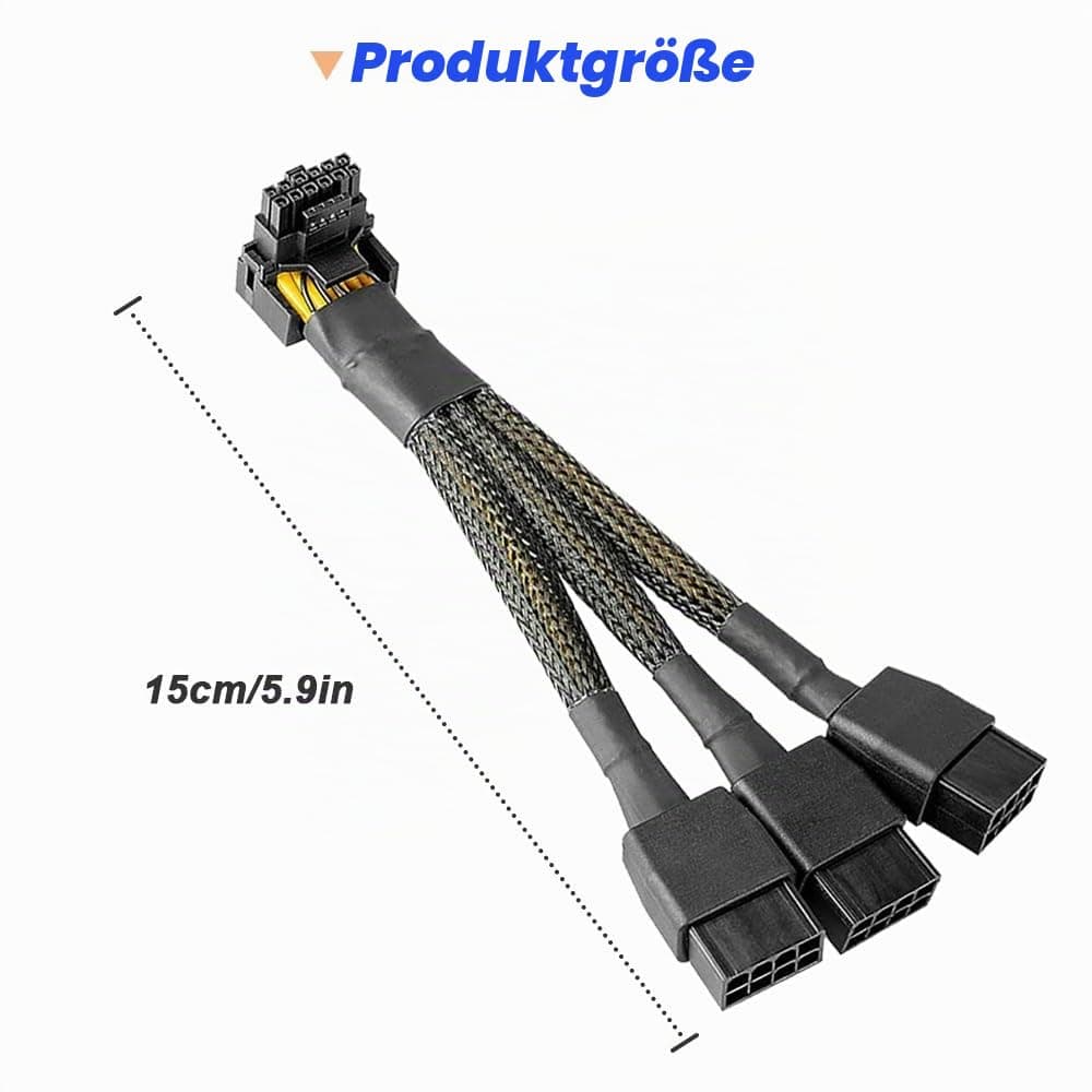 16 AWG PCIE 5.0 12VHPWR 600W 3x8 Pin auf 16Pin (12+4Pin) 90 Grad rechtwinkliges Adapterkabel für Grafikkarte RTX 4090 4080 3090TI 4070Ti (Typ A) Bild 3