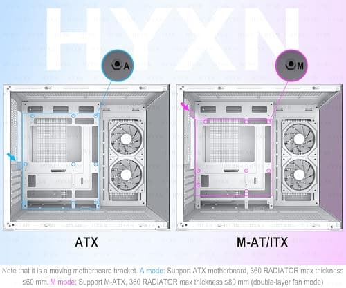 H3(2026) PC Gehäuse ATX –Vorinstalliert 6 Infinity Mirror PWM ARGB-Lüftern, Kompakter ATX Dual Kammer Mid Tower Gaming PC Gehäuse, 360MM Rad Unterstützung,mit Type-C 3.2 (Weiß) Bild 4