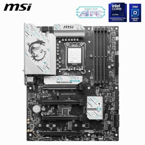 MSI B860 Gaming Plus WiFi Mainboard, ATX - Unterstützt Intel Core Ultra Prozessoren (Series 2), LGA 1851 - DDR5 Memory Boost 8600+ MT/s (OC), PCIe 5.0 x16 x16, M.2 Gen5, Intel Killer 5G LAN, Wi-Fi 7 Bild 4